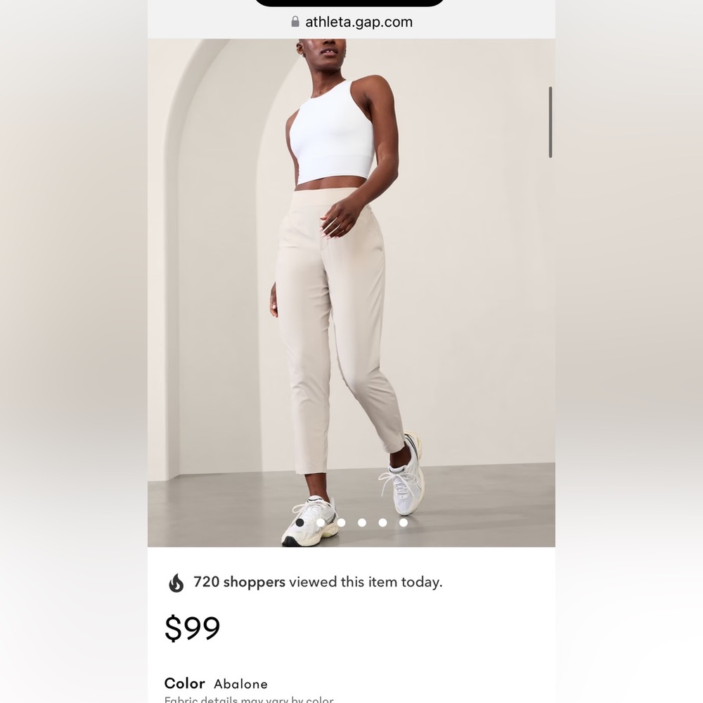 ATHLETA Brooklyn Mid Rise Ankle Pant in Abalone (light khaki)